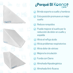 Almohada Cuña I Anti-reflujo I Post Operatoria I Ortopédica I Multi Propósito I Brinda soporte a cuello y hombros I Funda con Cierre I Tela Cooling Fabric, que se encarga de mantener la máxima frescura mientras duermes y extra suave I Hipoalergénica I Anti-Ácaros I 2 Años de Garantía